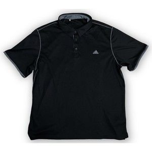 Adidas Polo Shirt Adult Mens XL Black Gray Lightweight Rugby Golfer Golf